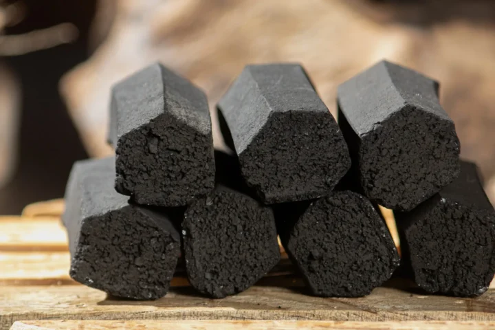 A Stack of Hexagonal Coconut Charcoal Briquette